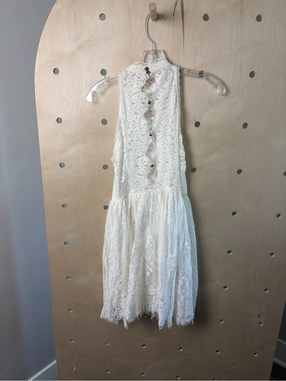 Free People Ivory Lace High Neck Sleeveless Dress Size 8 0B424815